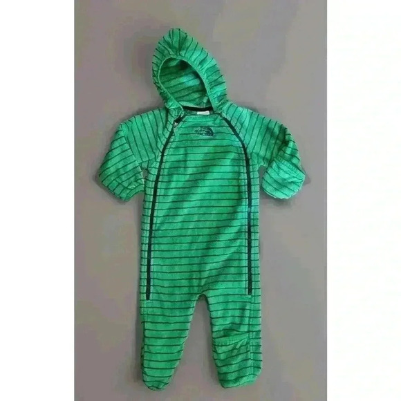 North‎ Face butterfly Bunting Size 6-12 Months Green And Black Stripe Hoody A1 - Picture 1 of 7